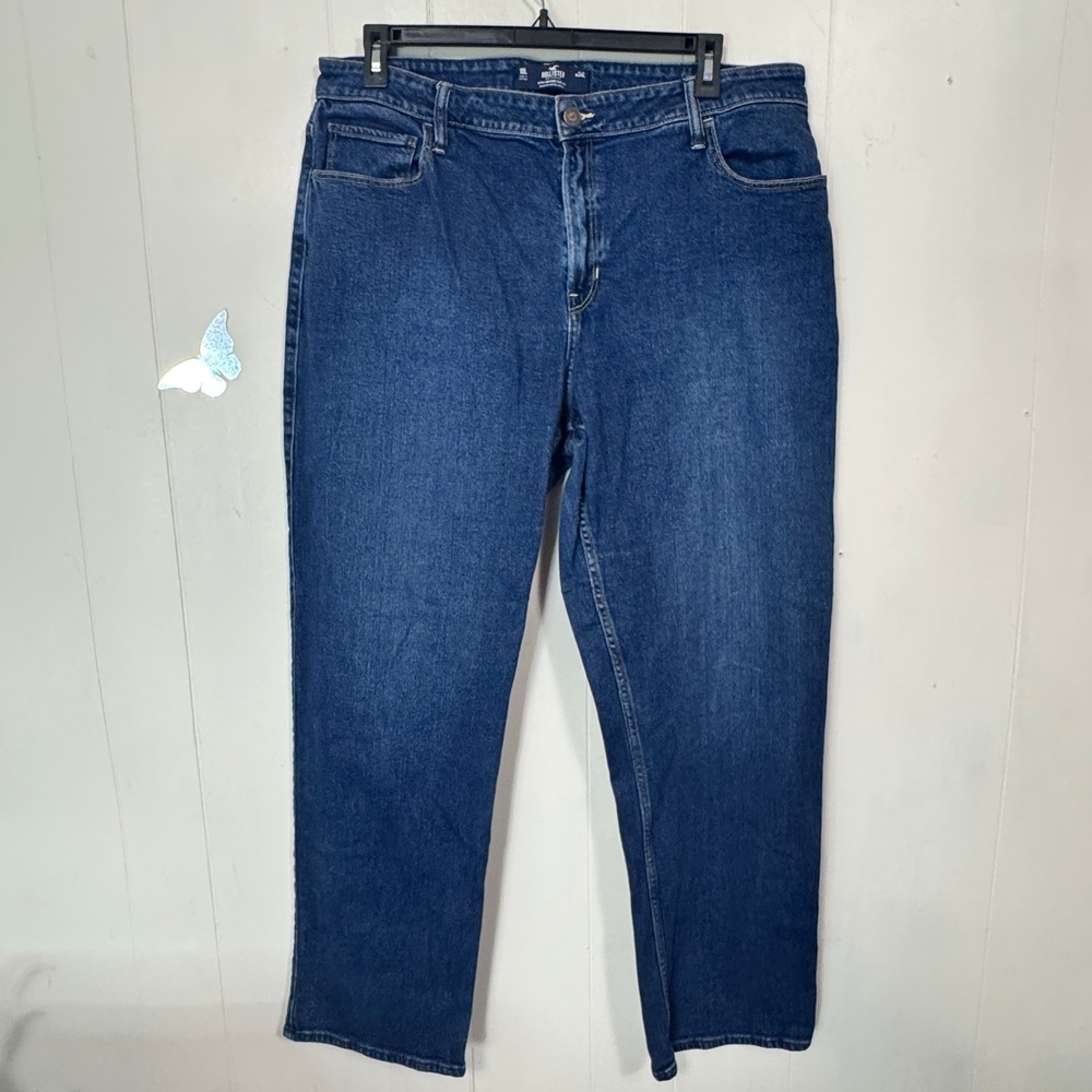 Hollister Ultra High Rise Dad Jeans Womens 18L x W34L Dark Wash Denim